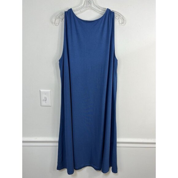 J Jill Women's Dress Maxi Sleeveless Sundress Stretch Blue Plus 2X Cottagecore - Picture 2 of 7